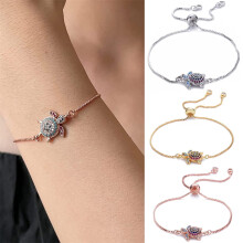 Pulseira Jacenvly Tartaruga Marinha - Joia delicada e ajustável, ideal para presentear mulheres e meninas, perfeita para looks de verão.