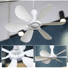 Portable 6-Leaf Ceiling Fan 5V, USB Tent Fan for Camping, Outdoor Gazebo, Compatible Battery Power, 16.54"x5.91" (White)