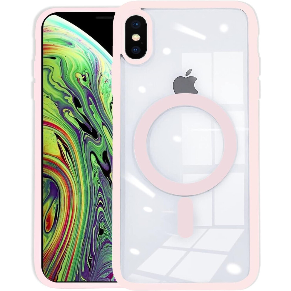 Slim Thin Clear Anti Yellowing Shockproof Phone Case Compatible With Iphone X/Xs & Magsafe - Candy (5.8 Inch) Pink 9058772057143