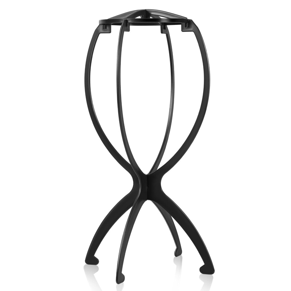 Unisex Black Wig Stand Foldable Lightweight Holder For Travel And Drying Wigs, Protects Wig Shape