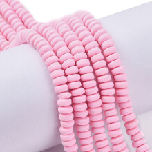 1 Strang handgefertigte Polymer-Tonperlen, 6–7 x 3 mm, rosa, flache, runde Perlen für DIY-Schmuckbastelarbeiten, 113–116 Stück/Strang,