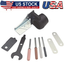 Kit de afiar motosserras Dremel 1453 com 4 pedras, acessório para ferramenta rotativa para vários tamanhos de corrente, guia de ângulo e medidor.