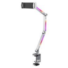Supporto regolabile in alluminio per telefono e tablet da 4 a 12,9 pollici, morsetto da tavolo pieghevole, supporto con clip girevole per monitor LED