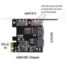 Carte d'extension PCI-E SATA3 6 Gbps To4 vers SATA3.0ESATA (noire)