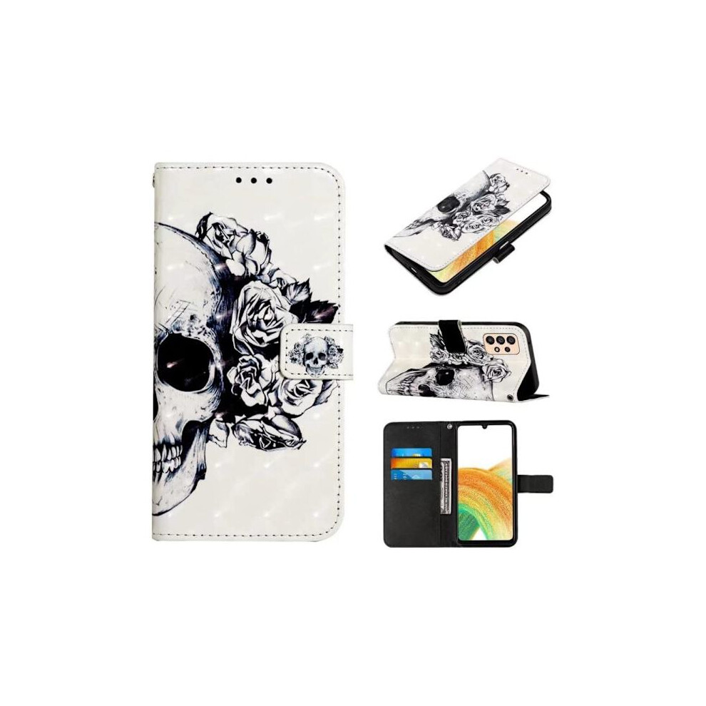 Wallet Case Compatible With Samsung Galaxy A53 Â Skull / Roses 9191629571079