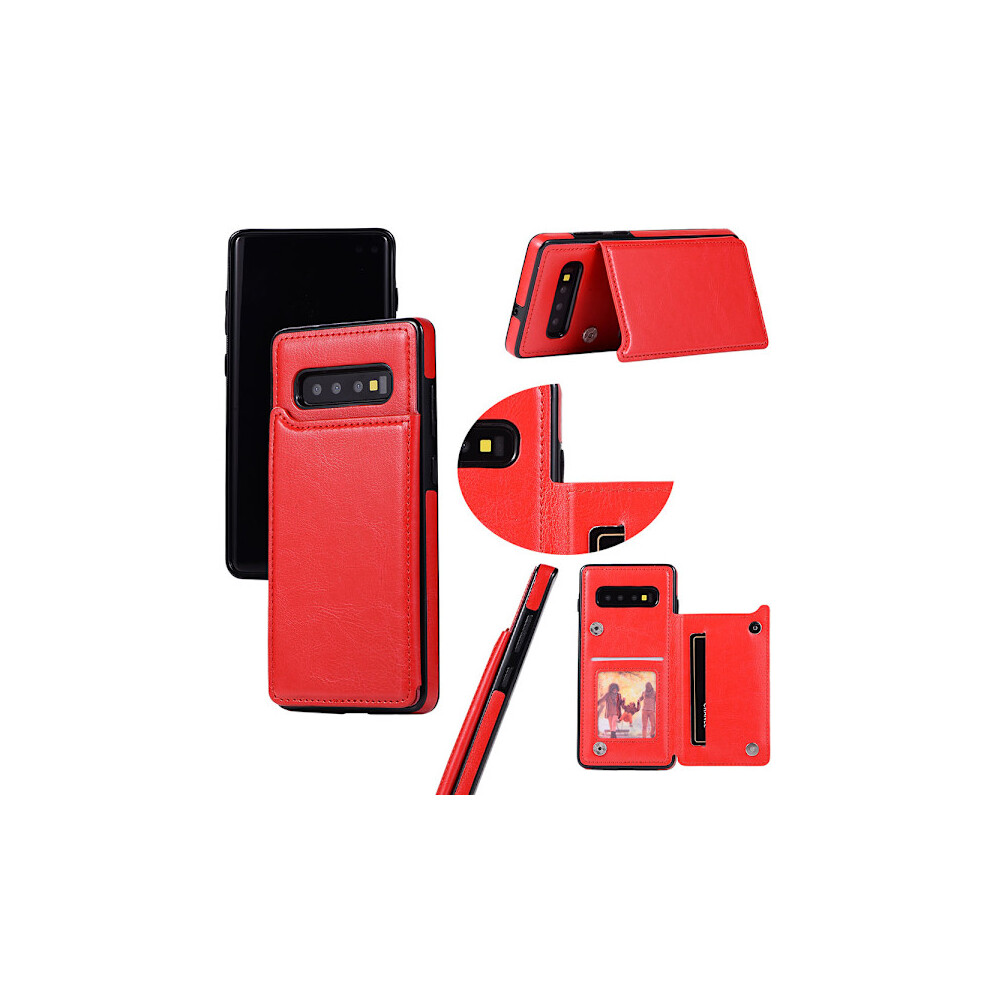 Compatible With Samsung Galaxy S10 Plus - Nkobee Leather Case With Wallet/Card Slot Red 9191629571413