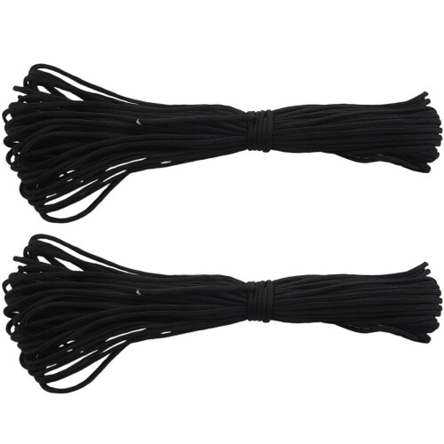 2X100Ft550Paracord Σχοινί Αλεξίπτωτου Επιβίωσης - Μαύρο