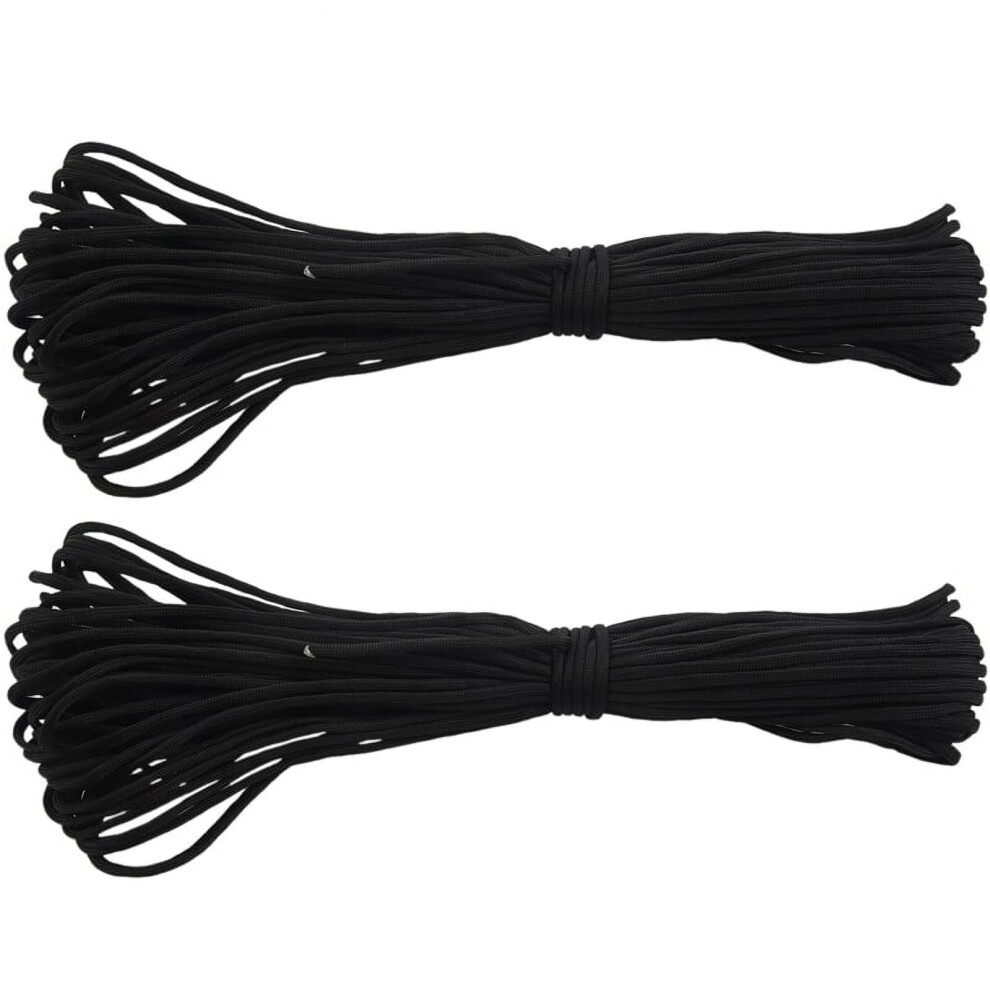 2X 100 Ft 550 Paracord Survival Cord Parachute Rope - Black 9482828515644