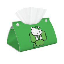 Bosca Fíocháin Hello Kitty Kawaii Cás Naipcín Páipéir Cat Leathar PU Cartúin don Bhaile, do Ghluaisteáin, do Bhoscaí Stórála Páipéir -