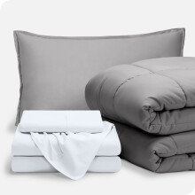 Bare Home 5-Piece Bed-in-a-Bag - Twin XL, Light Gray with White Sheet Set