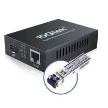 Gigabit Media Converter LC, SFP Port, Single Mode Fiber to Ethernet Converter for 10/100/1000Base-Tx to 1000Base-LX,