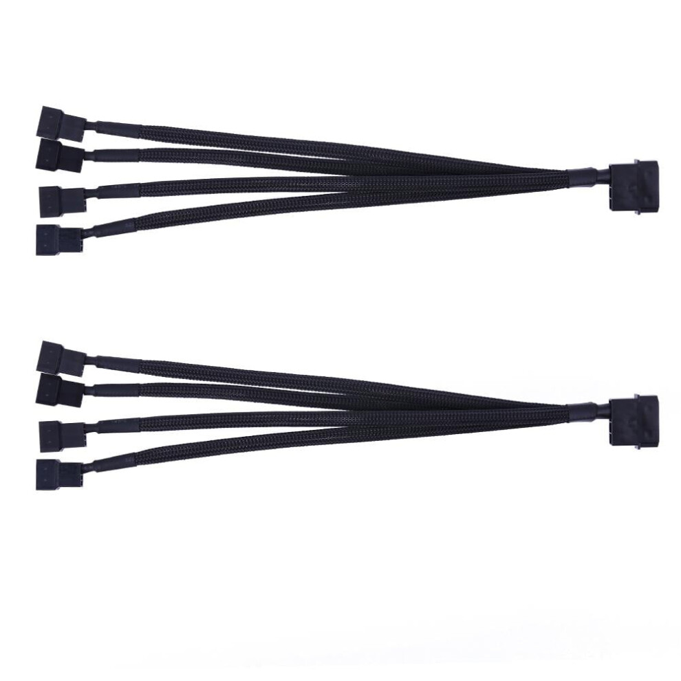 Jixopn 2Pcs 4Pin Ide To 4-Port 3Pin/4Pin Cooling Fan Splitter Power Cable Black 9191629641352
