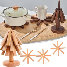 Cyber Monday Deals 2024: Viflosae Wooden Placemats & Coasters Set of 3, Tree Tripods Art, Hot Pot Mats for Kitchen, compatible with hot dishes