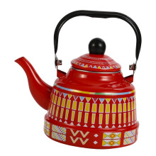 2.5L Enameled Teakettle with Handle, Steel Teapot Colorful Tea Kettle for Stovetop, Hot Water, No Whistling Red