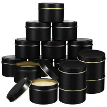Bulk Black Candle Tins - 24 Piece Set for Candle Making & Crafts