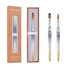 Size 8 Kolinsky Acrylic Nail Brush with Gradient Metal Handle for Precise Acrylic Application