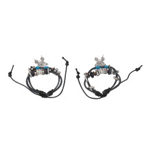 2 bracelets en cuir PU, 17 cm L, 0,6 cm W, unisexe