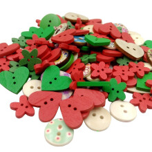 of Wooden Buttons Sewing Button Kid's Scrapbooking DIY Craft Wedding Decoration Christmas (Red)