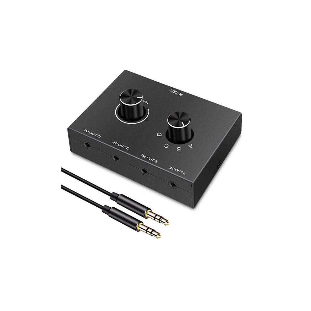 4-Way 3.5Mm Jack Audio Switcher Stereo Bidirectional Audio Switch Splitter Box 4 In 1 Out Headphone 9004841027913