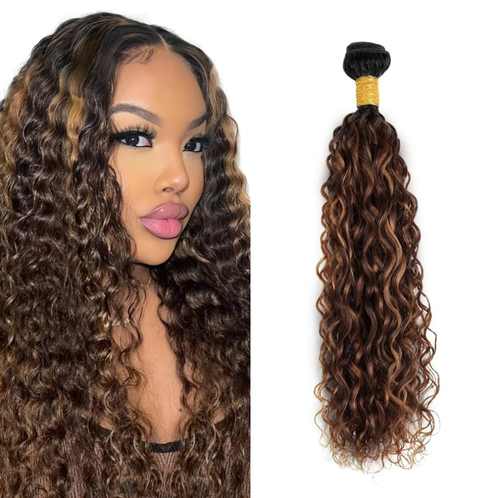 Human Hair Bundles Ombre Brown Water Wave Hair Extensions 16 Inch Highlight P430 #4