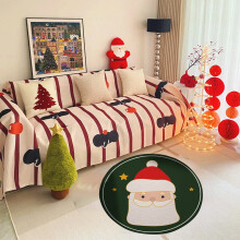 Christmas Area Rug 23" Round Cartoon Design Soft White Floor Carpet for Living Room, Bedroom, Dining Room Decor