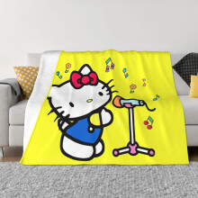 Couverture Hello Kitty en flanelle polaire, jeté de lit ultra doux, confortable et chaud pour canapé, salon et chambre - 152 x 127 cm