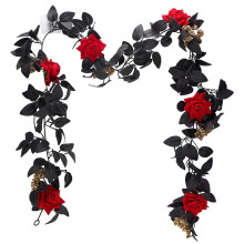 Guirnalda de rosas artificiales de seda y espuma para colgar, estilo ratán, ideal para Halloween, decoración de fiestas en casa, color rojo, 1750