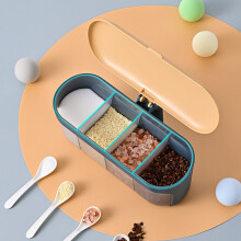Winysin1Set4Grids Caja para condimentos con asa, tarro de condimentos de PP, utensilio de cocina, 4 rejillas, transparente
