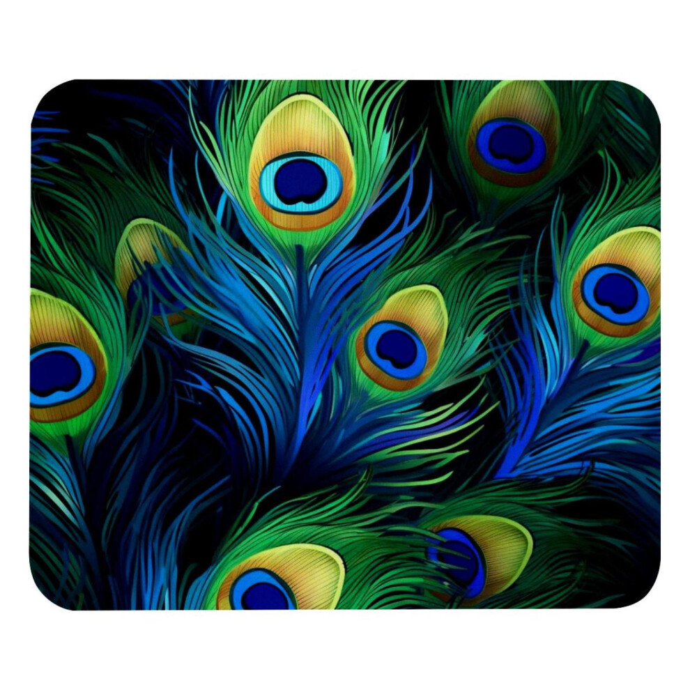 Peacock Feather Mouse Pad, Comfortable Mousepad With Smooth Surface And Non-Slip For Pain Relief, Computer, Laptop, Office & Home, 8.3X9.8in Green 9340258944680