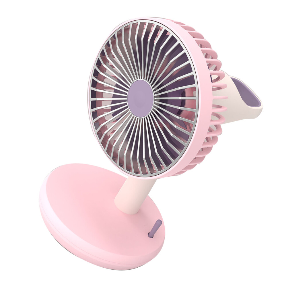 Portable Pink Desk Fan 3 Speeds, 1200Mah, Usb Rechargeable 7641381218443