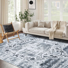 Garvee 5x7 maskinvaskbart teppe, vintage persisk trykk, grått, kompatibelt med innendørs bruk, hjemme, på kontoret og i studentboliger