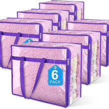 Doorzichtige opbergtassen met ritssluiting voor kledingkastorganisatie, geschikt voor beddengoed, dekens, dekbedden, kleding en speelgoed, 38 x 46 x