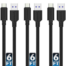 [Lot de 3] Câbles de charge USB-C vers USB A3.0 haute vitesse 22AWG de qualité supérieure, 1,8 m, synchronisation rapide pour PlayStation 5