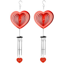 Carillon éolien rouge, décoration pour la Saint-Valentin et les mariages.