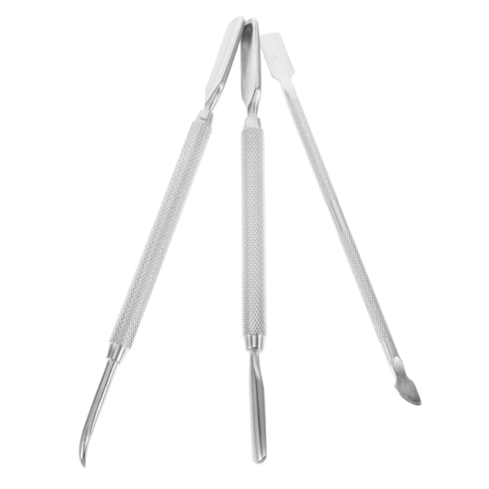 Stainless Steel DualEnd Cuticle Pusher and Nail Cleaner Set 3pcs for Professional Manicure