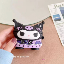Söpö 3D-piirretty Kuromi-kuulokesuojus, joka on yhteensopiva Apple AirPods1/2/3- ja AirPods Pro -kuulokkeiden kanssa