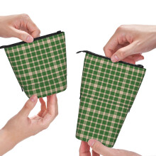 Vandmelon Plaid Tartan Blyant Teleskopisk Student Blyantpose Møntpose Kosmetikpose Kontorartikler Organizer Til Teenagerskole