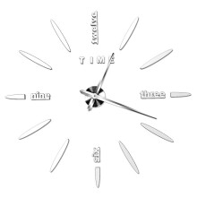 3d Large Wall Clock DIY Acrylic Mirror Clock Watch Size Europe Horloge Living Room Home Decor Multiple Styles Silver B 37 inch (60-90cm)