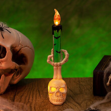 RnemiTe-amo LED vlamloze kaarsen, nieuwe Halloween decoratie schedelkaars 2024