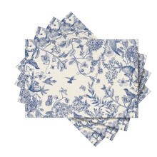 Sm:)e Hydrangea Flowers Branches Chinoiserie Spring Placemats Set of 4, 12x18 Inch Table Mats for Party Kitchen Dining Decoration