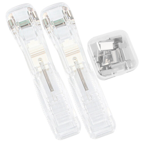 1 distributeur de trombones portable, agrafeuse de reliure, agrafeuse de bureau, agrafeuse de documents
