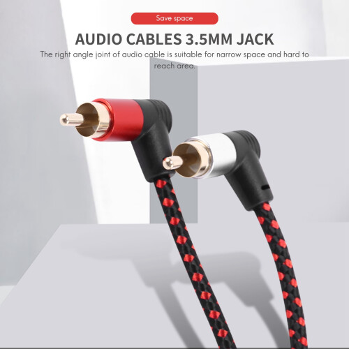 Cabo Y de 3,5 mm macho para 2 RCA com conector AUX para microfone, para laptop, 1 m (90 graus) 2