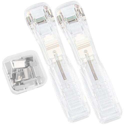 1 distributeur de trombones portable, agrafeuse de reliure, agrafeuse de bureau, agrafeuse de documents 2