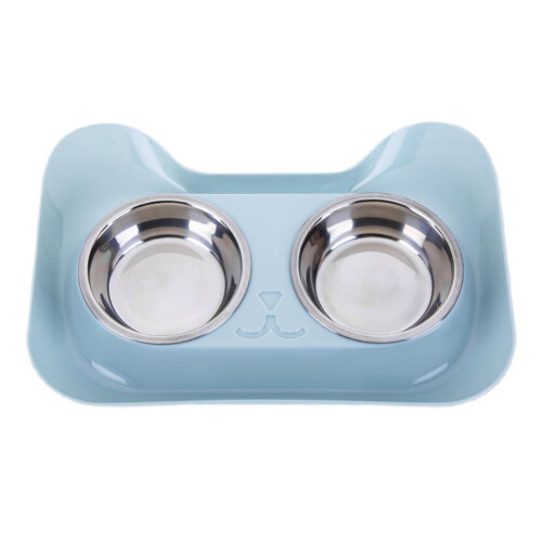 Besufy Pet Bowl Γάτας από Ανοξείδωτο Ατσάλι Διπλό Μπολ, Αδιάβροχο, Τροφοδοτικό Νερού 1
