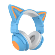 Auriculares Fnochy RGB con orejas de gato, inalámbricos 5.0, plegables, compatibles con diversos dispositivos, micrófono integrado, almohadillas de
