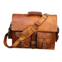 SHAKUN LEATHER JOURNAL Hnedá kožená taška na notebook Ručne vyrobená aktovka Pánska crossbody taška na notebook (11x15 palcov)