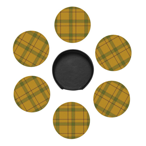 6 τεμάχια δερμάτινα σουβέρ, σουβέρ Clan Houston Tartan για ποτά, μαξιλάρι για ποτήρια, δώρο 2