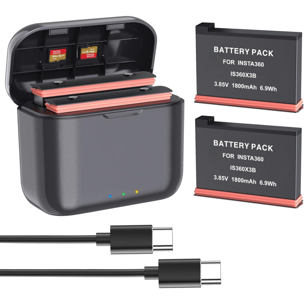 360 X3 Y(2 Packs) With Fast Y Charger Hub For Insta360 X3,Quick Y Charging Storage Station With Misro 9423501779052