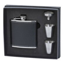 Flask with Shot Glass / Flask Set - Leather Black