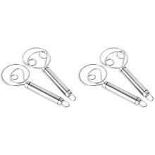 Batidor de masa danés, paquete de 4 batidores holandeses de acero inoxidable de primera calidad, batidora de mano artesanal para pan, pasteles y